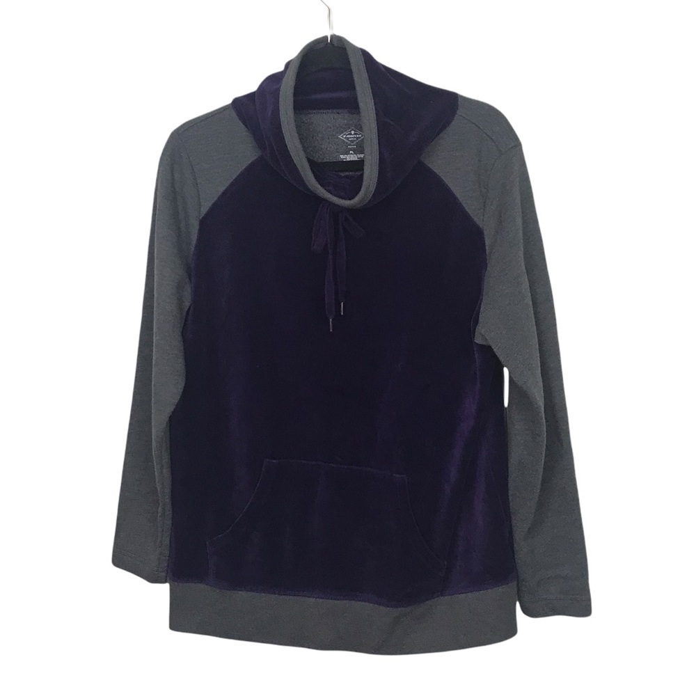 St Johns Bay Purple Gray Cowl Neck Pullover Sweater Petite Large
